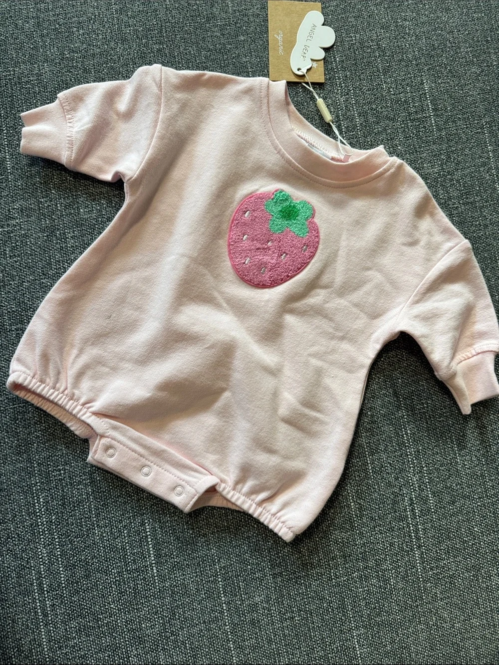 Angel Dear French Terry Sweatshirt Bubble, Pink Strawberry